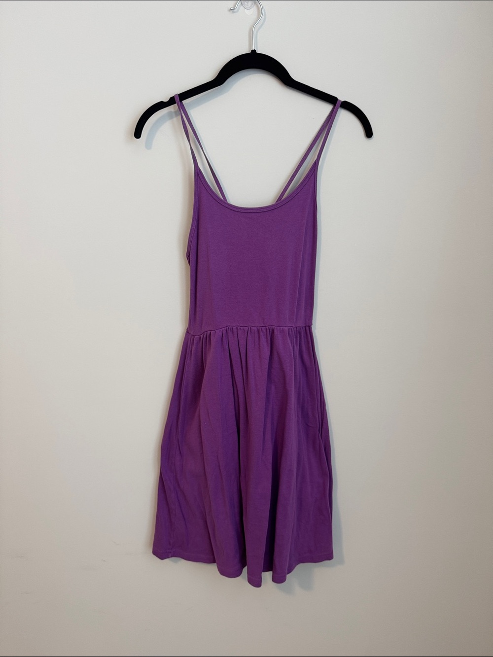 American Apparel Purple Crossback Spaghetti Strap Skater Dress